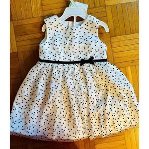 NWT Carter’s white dress with black polka dots